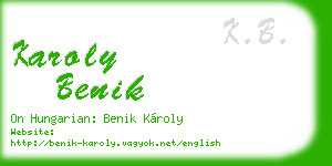 karoly benik business card